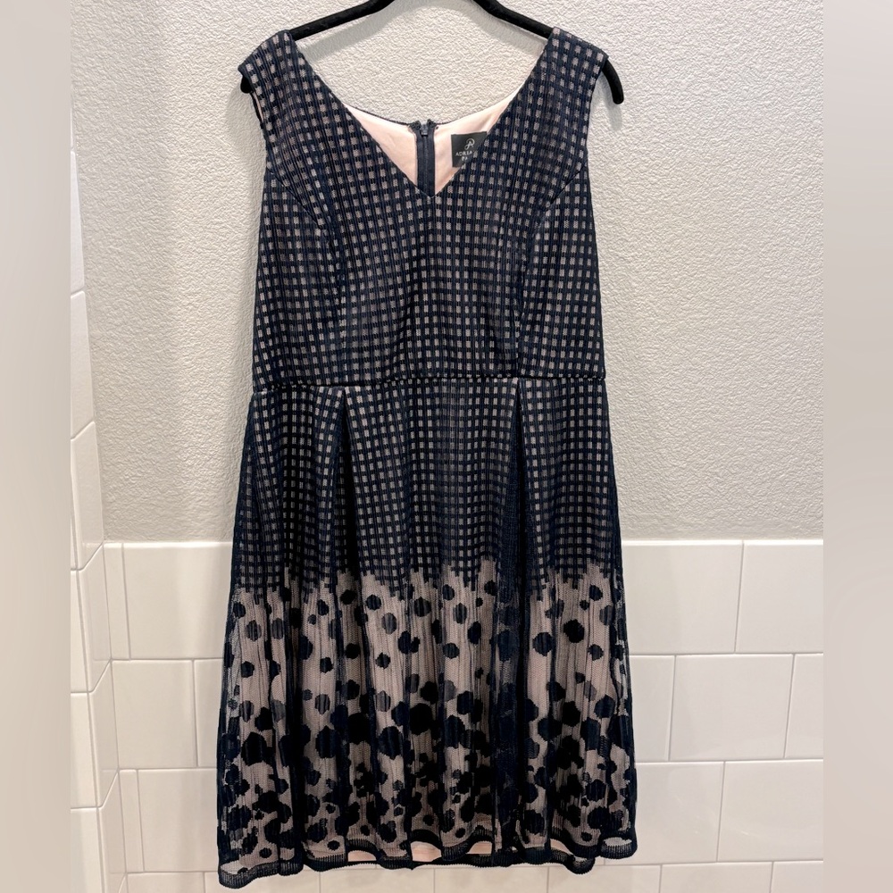 Tea length lace overlay dress.